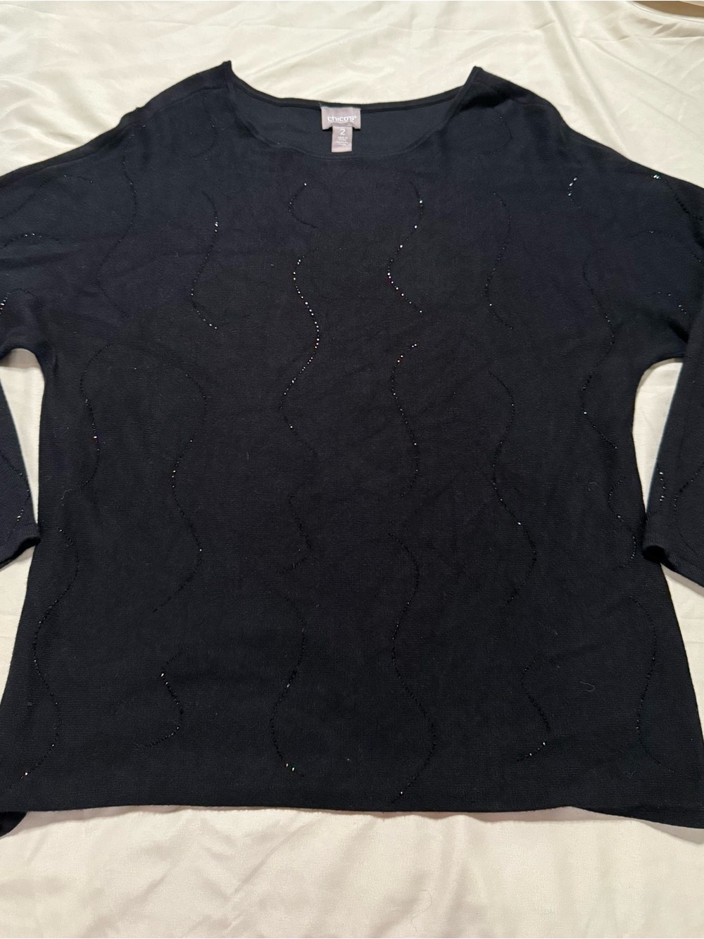 Chico knit top with black beading 12/14